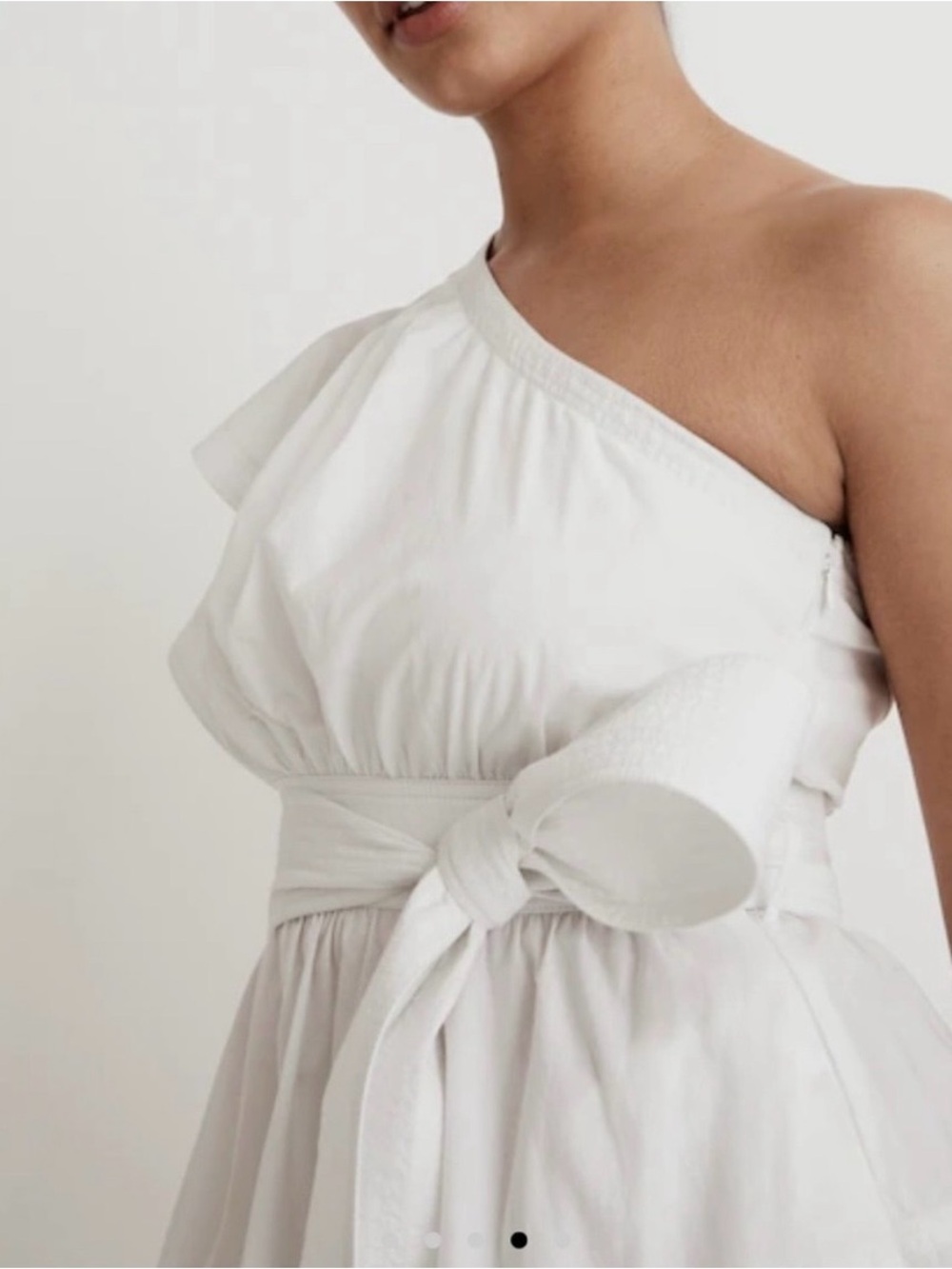 NWT Madewell White One-Shoulder Ruffle Midi Dress  00